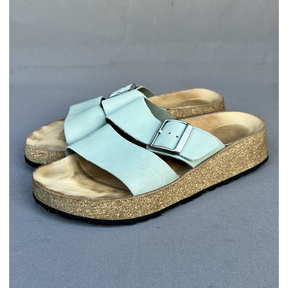 Papillio by Birkenstock Almina Leather Upper Sandals Green Women Size 7 US/38 EU